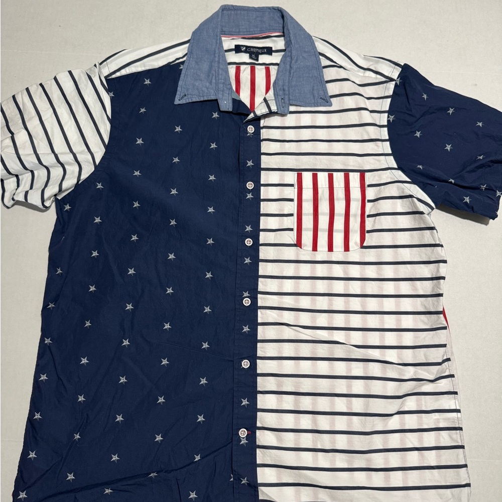 Daniel Cremieux SS Button Up American Flag Dress‎ Shirt, Men's XL